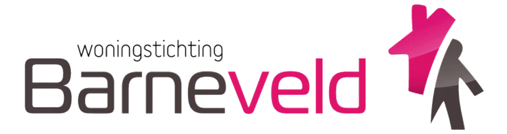 Zwarte en roze letters woningstichting barneveld