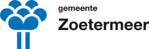 Logo van gemeente Zoetermeer met een blauw gestileerd boomvormig symbool en de tekst: gemeente Zoetermeer