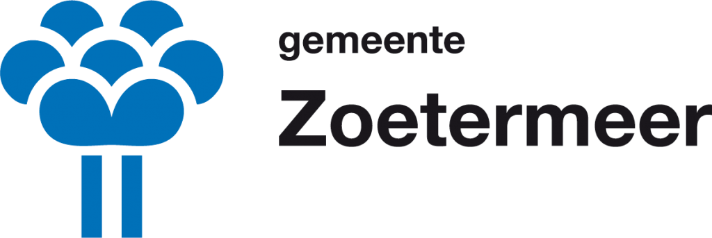 Logo van gemeente Zoetermeer met een blauw gestileerd boomvormig symbool en de tekst: gemeente Zoetermeer